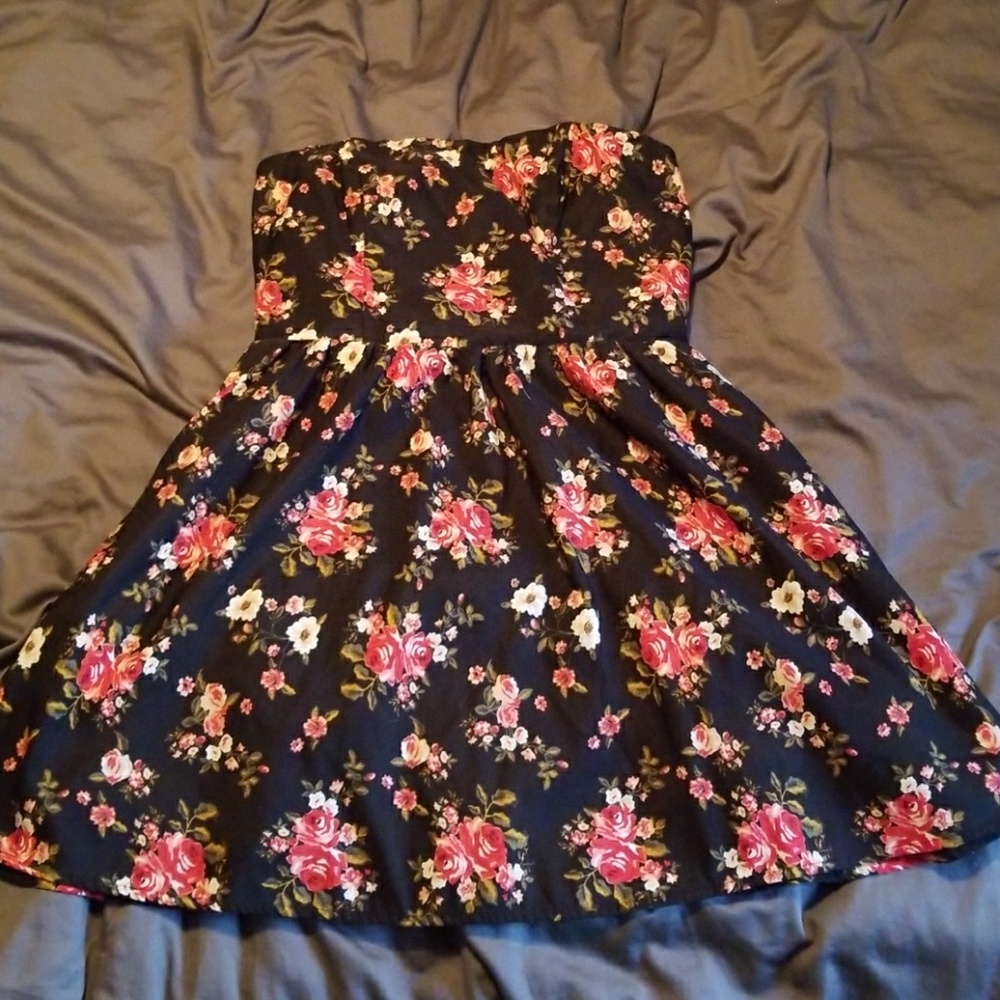 Strapless Floral Dress